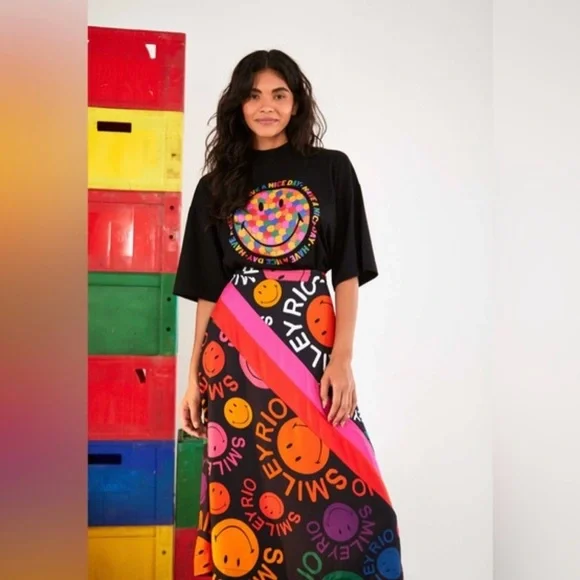 Farm Rio Smiley Rio Mixed Type Skirt size large - Picture 1 of 6